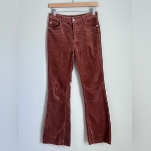 Anthropologie Pilcro The Icon Corduroy Flare Mid Rise Jeans Sz 26 Rust